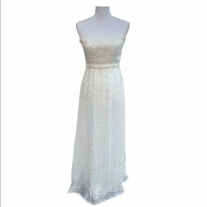NWT Strapless Sequin White Formal Gown Prom Dress